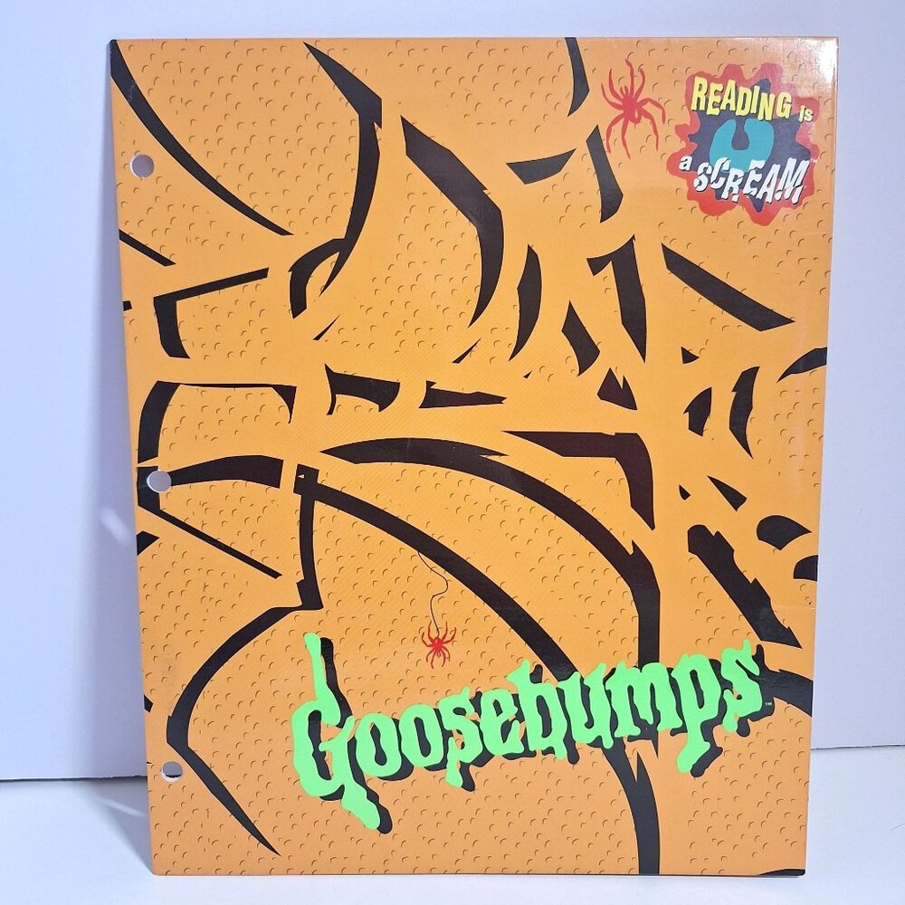 Goosebumps Pocket Folder Vintage 90s Neon Green Logo Spider Web